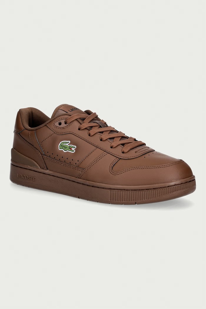 Lacoste T-CLIP SET sneakersy męskie skórzane brązowy 52SMA0040.DB2