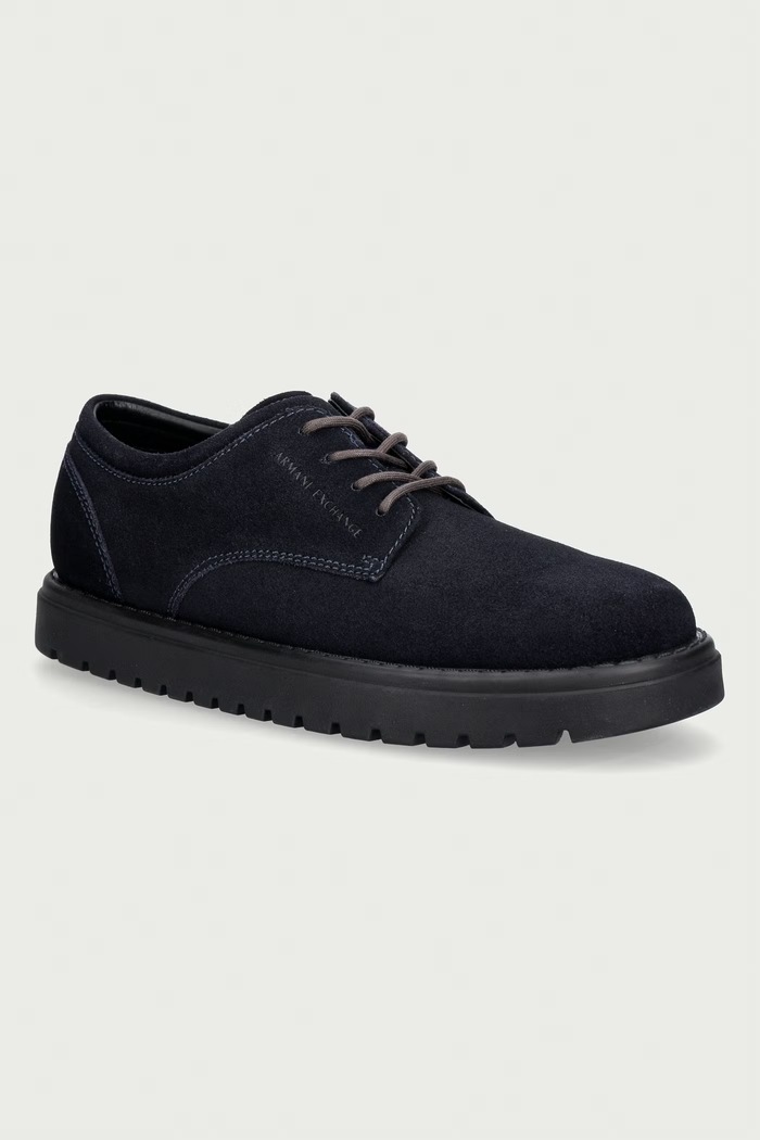 Armani Exchange cipele za muškarce od brušene kože mornarsko plava XM003604.AF19687.UB101