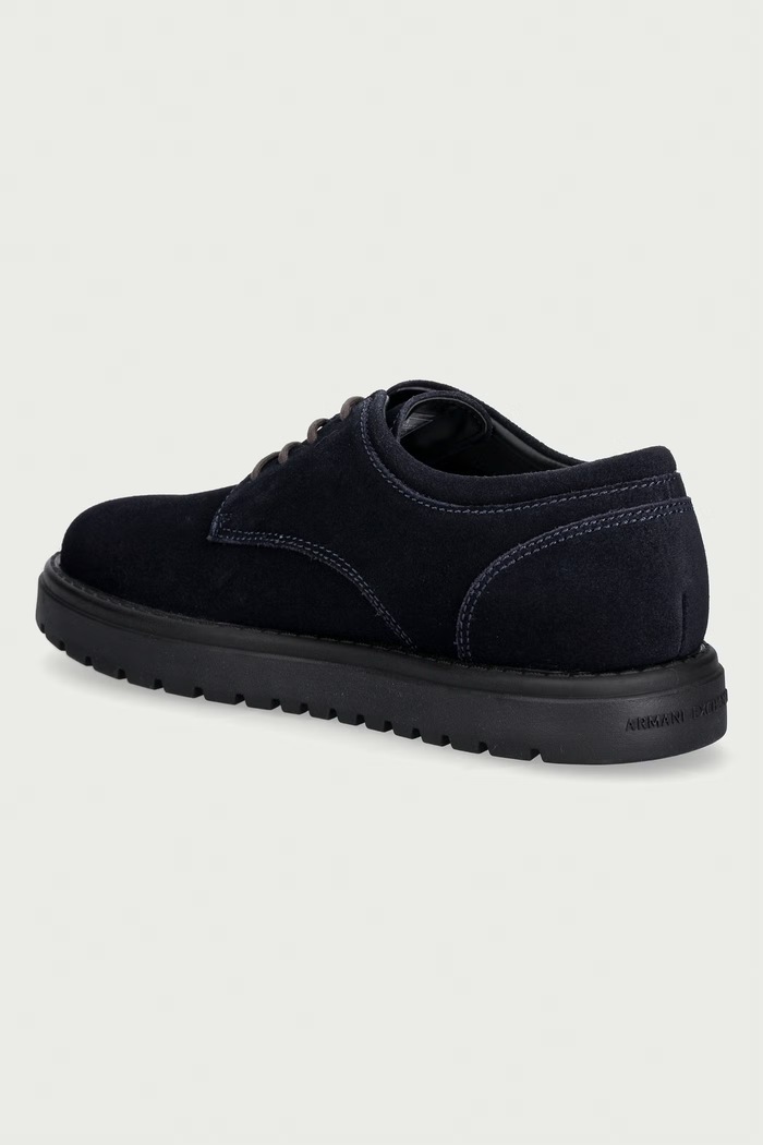 Obuća Armani Exchange cipele za muškarce od brušene kože XM003604.AF19687.UB101 mornarsko plava