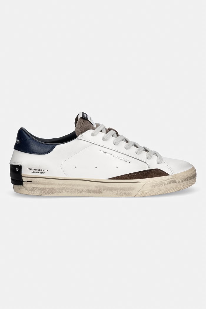 Crime London DISTRESSED 2.0 sneakersy męskie skórzane 10055AA9.10 biały AW26