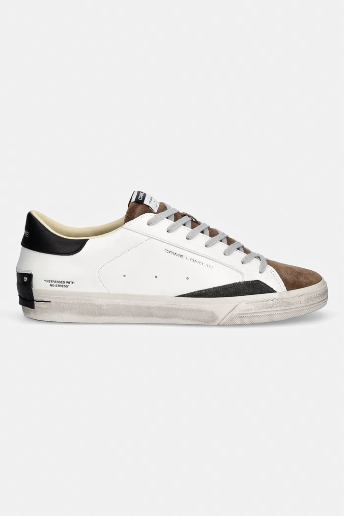 Crime London DISTRESSED 2.0 sneakers boty pánské kožené 11072AA8.10 bílá AW26