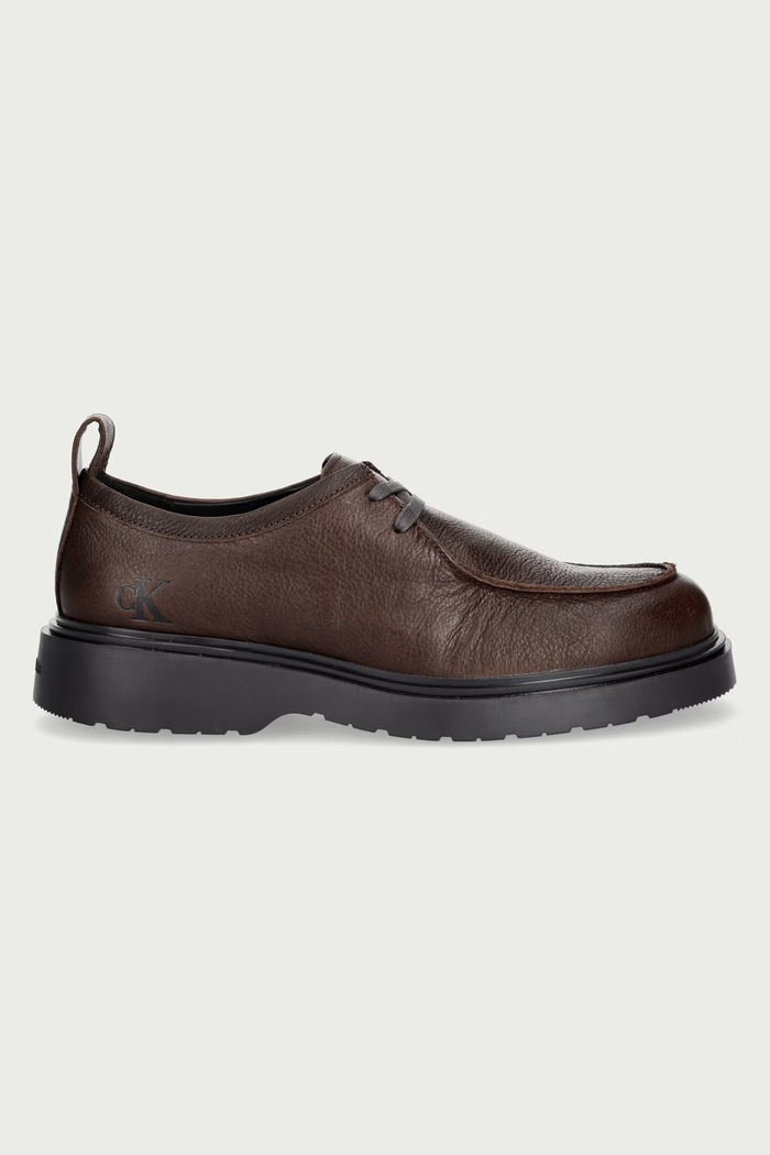 Calvin Klein Poltopánky pánske kožené COMBAT APRON LACEUP TU LTH HM0HM022450HQ hnedá AW26