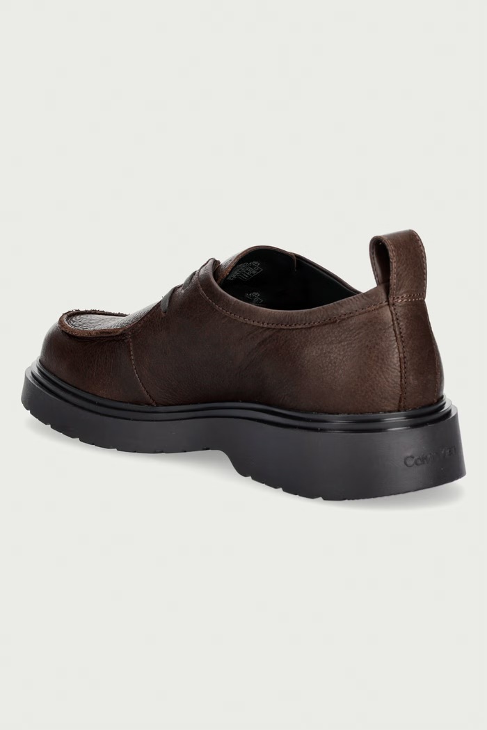 Obuv Calvin Klein Poltopánky pánske kožené COMBAT APRON LACEUP TU LTH HM0HM022450HQ hnedá