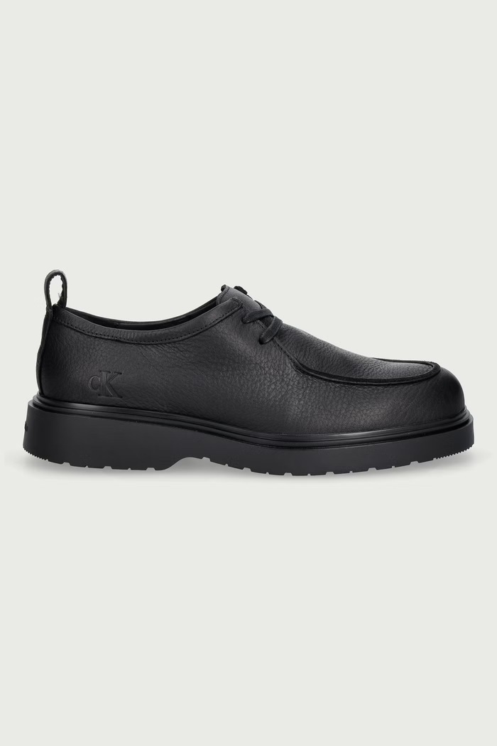Calvin Klein Poltopánky pánske kožené COMBAT APRON LACEUP TU LTH HM0HM022450GJ čierna AW26