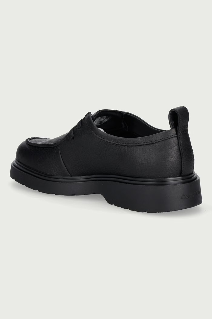 Obuv Calvin Klein Poltopánky pánske kožené COMBAT APRON LACEUP TU LTH HM0HM022450GJ čierna