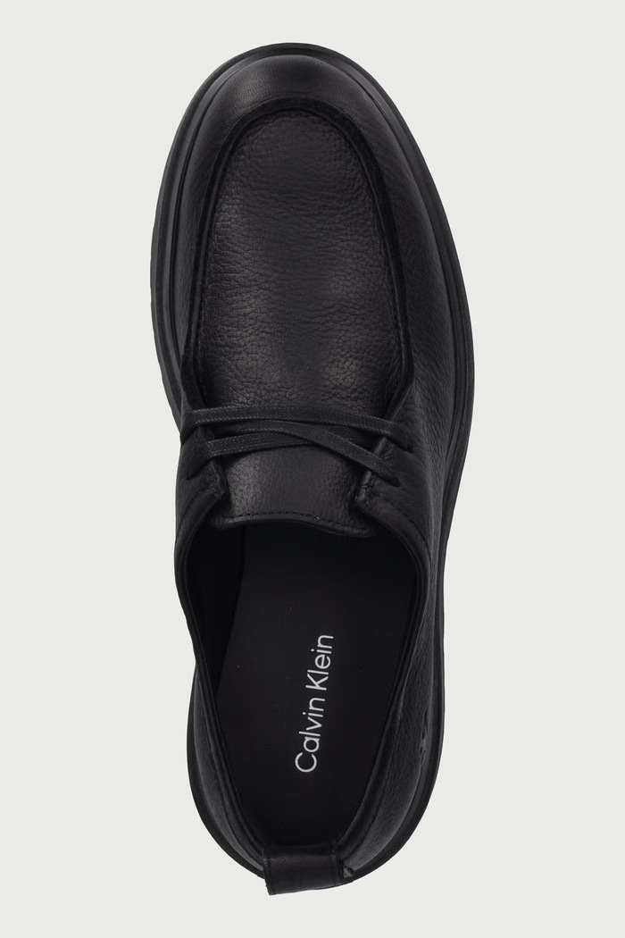 Poltopánky pánske kožené COMBAT APRON LACEUP TU LTH Calvin Klein HM0HM022450GJ čierna