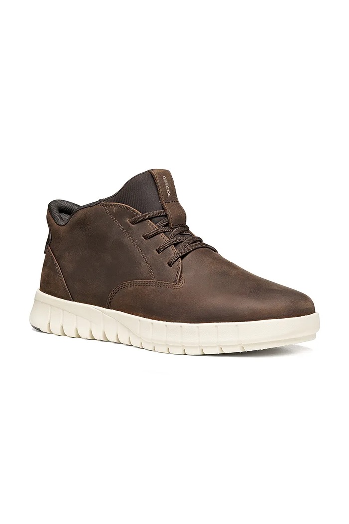 Παπούτσια Geox U FLEXTRIDE PLUS sneakers ανδρικά δερμάτινα U56MAB000FFC6009 καφέ