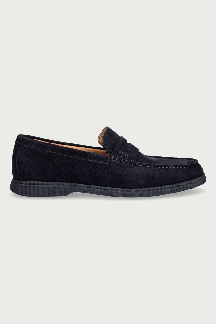 BOSS mokasíny pánské semišové Sienne 50568763.401 námořnická modř AW26