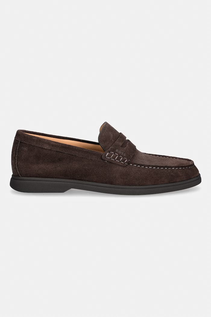 BOSS mokasyny męskie zamszowe Sienne 50568763.201 brązowy AW26
