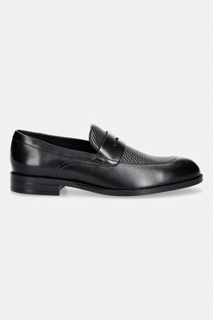 BOSS mokasini moški usnjeni Tayil 50568824.001 črna AW26