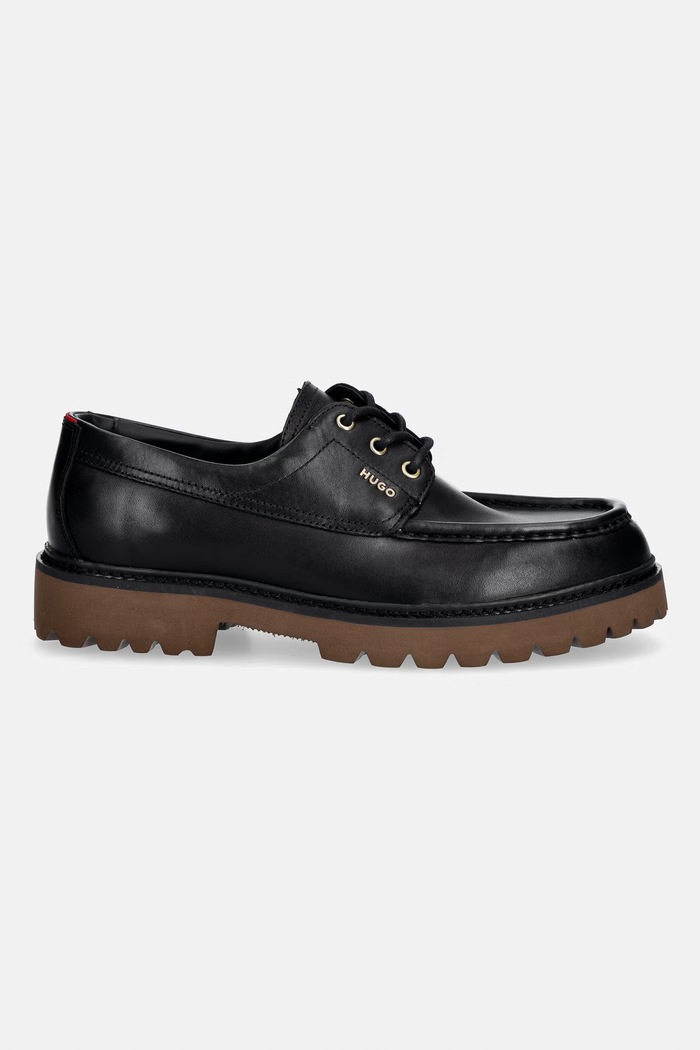 HUGO половинки обувки мъжки от кожа Draven 50573692.001 черен AW26