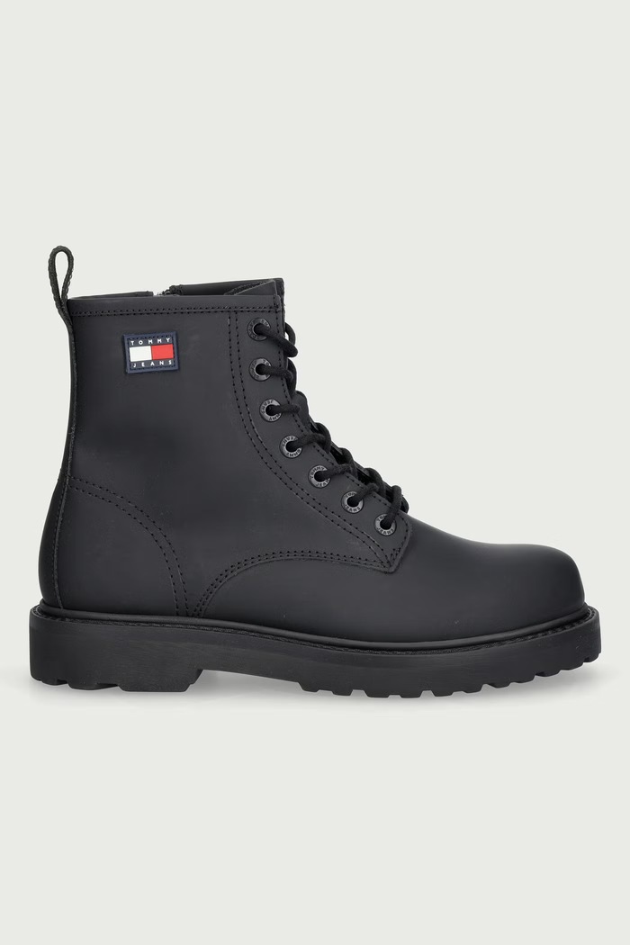 Tommy Jeans Gležnjače za muškarce od kože ARCHIVE '01 RUBBER LACE BOOT EM0EM01781 crna AW26