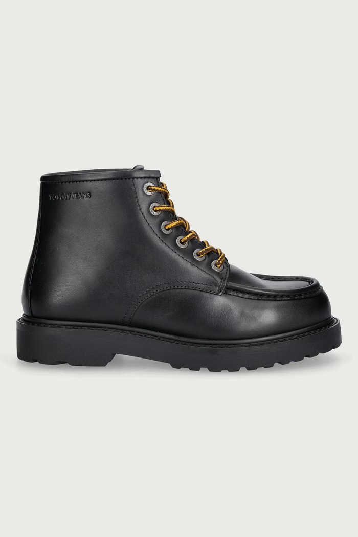 Tommy Jeans Topánky pánske kožené ARCHIVE '01 AMERICAN LTH BOOT EM0EM01779 čierna AW26