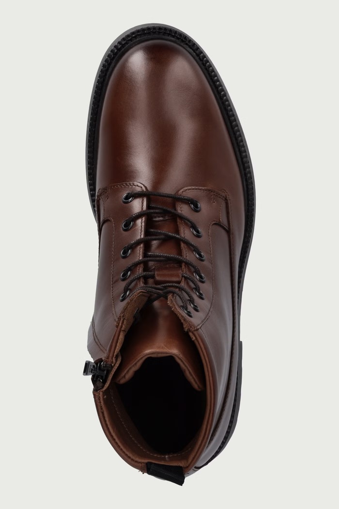 Moški usnjeni gležnjarji CORPORATE CASUAL LTH BOOT Tommy Hilfiger FM0FM06174 rjava