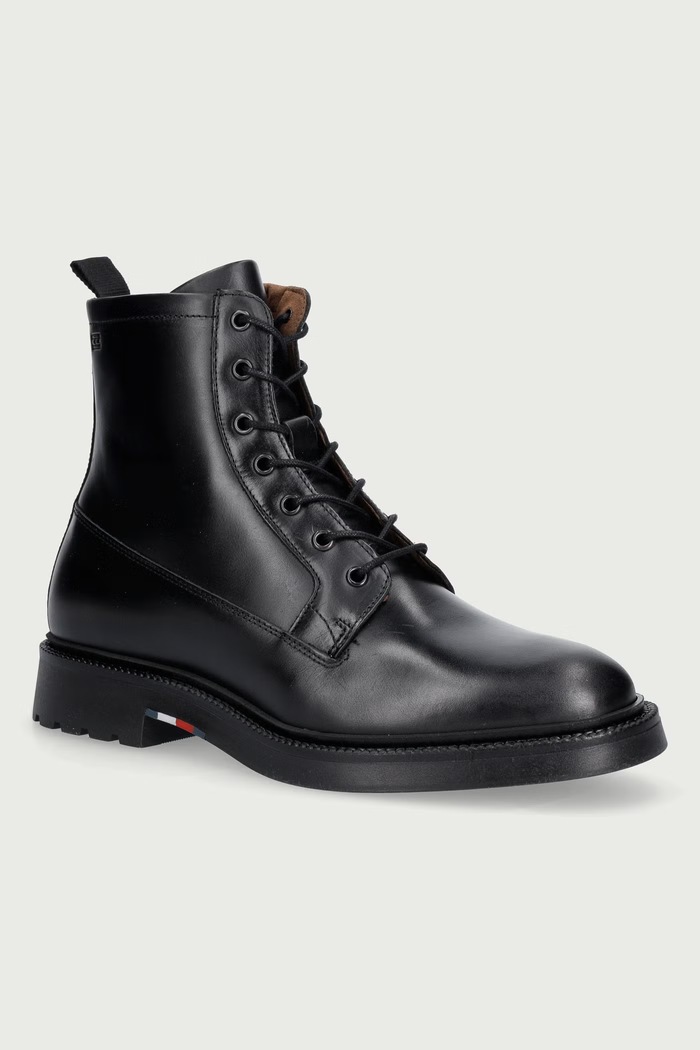 Tommy Hilfiger Боти челси мъжки от кожа CORPORATE CASUAL LTH BOOT черен FM0FM06174