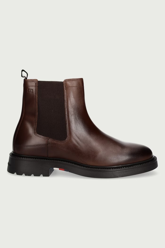 Tommy Hilfiger Čizme za muškarce od kože CORPORATE CASUAL LTH CHELSEA FM0FM05966 smeđa AW26