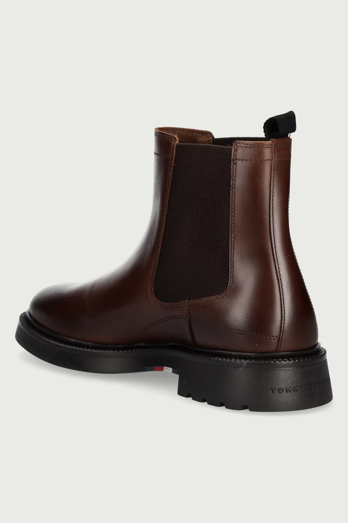 Obuća Tommy Hilfiger Čizme za muškarce od kože CORPORATE CASUAL LTH CHELSEA FM0FM05966 smeđa