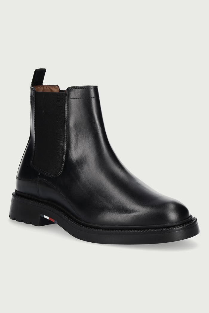Tommy Hilfiger Čizme za muškarce od kože CORPORATE CASUAL LTH CHELSEA crna FM0FM05966