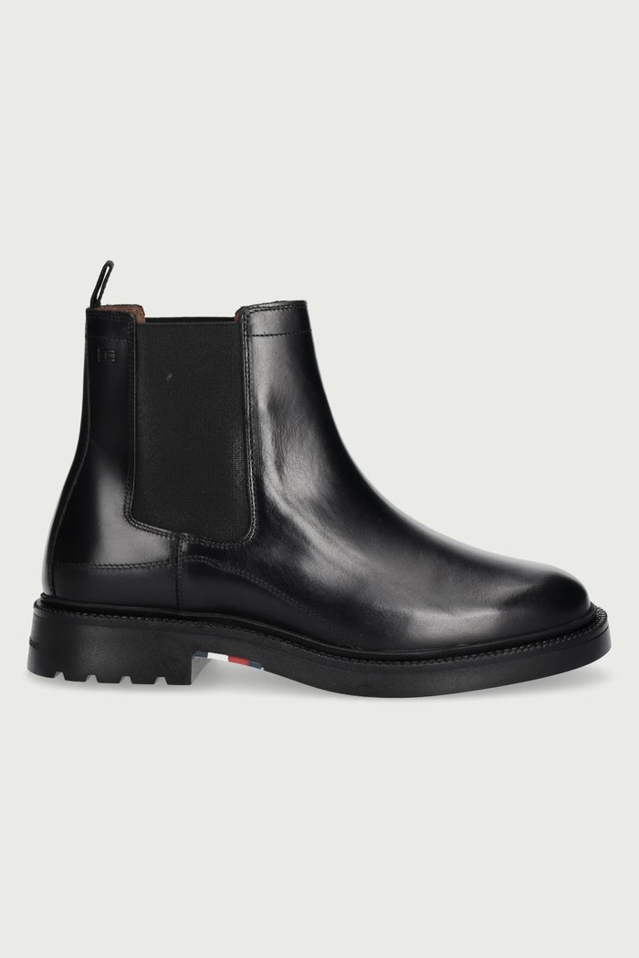 Tommy Hilfiger Čizme za muškarce od kože CORPORATE CASUAL LTH CHELSEA FM0FM05966 crna AW26
