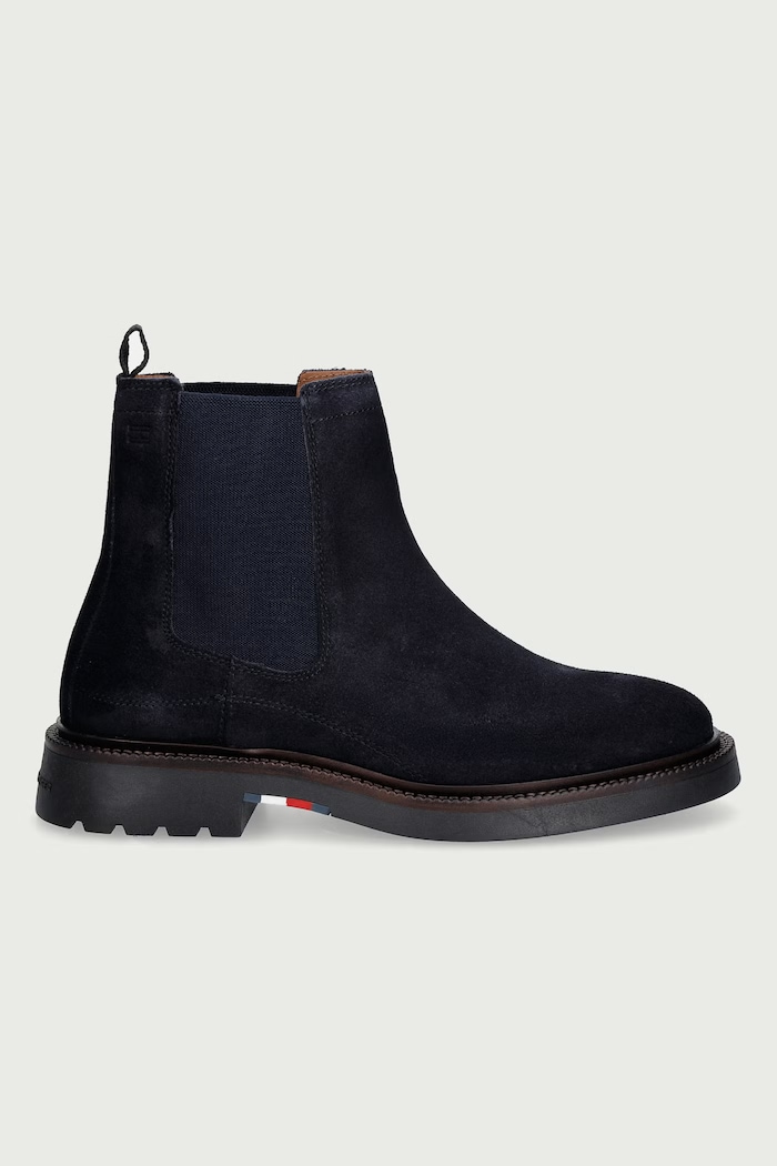 Tommy Hilfiger Sztyblety męskie zamszowe CORPORATE CASUAL SUEDE CHELSEA FM0FM05952 granatowy AW26