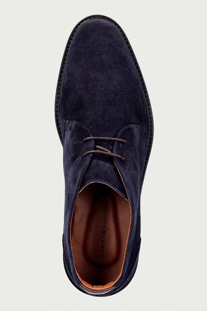 Tommy Hilfiger παπούτσια Ανδρικά σουέτ CORPORATE DRESSY SUEDE LACE BOOT σκούρο μπλε FM0FM05951