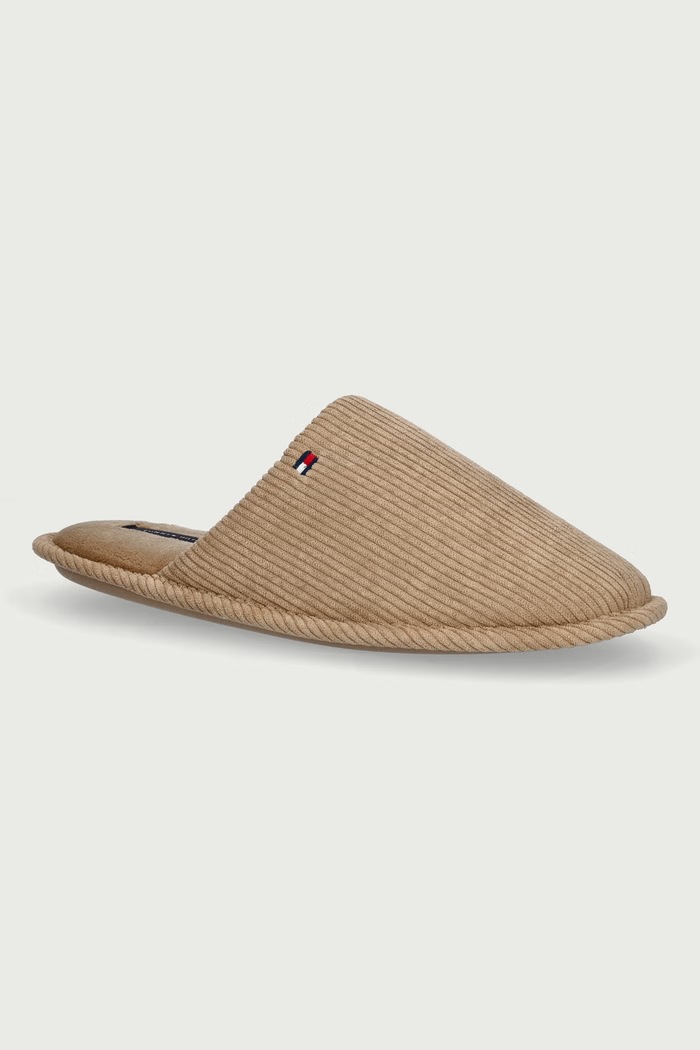 Tommy Hilfiger Papuče pánske CORDUROY HOUSE SHOES béžová FM0FM06019