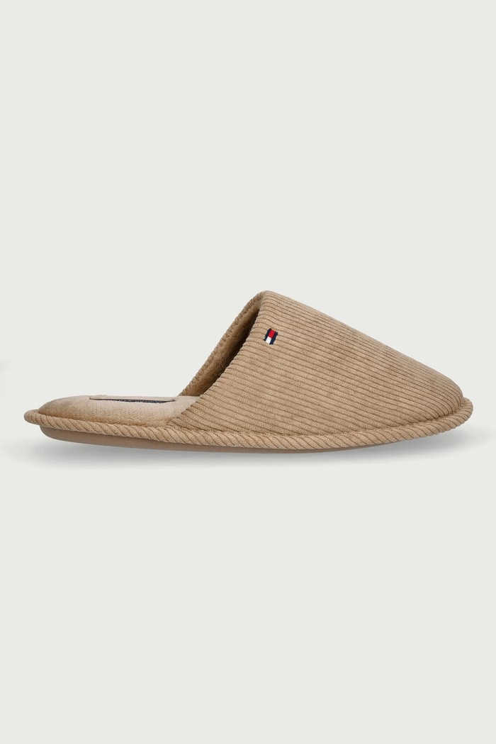 Tommy Hilfiger Papuče pánske CORDUROY HOUSE SHOES FM0FM06019 béžová AW26
