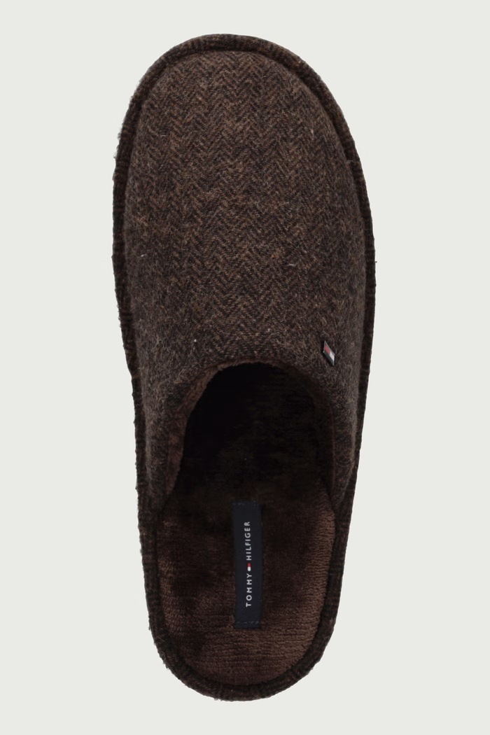 Παντόφλες Ανδρικές HERRINGBONE HOUSE SHOE Tommy Hilfiger FM0FM06018 καφέ