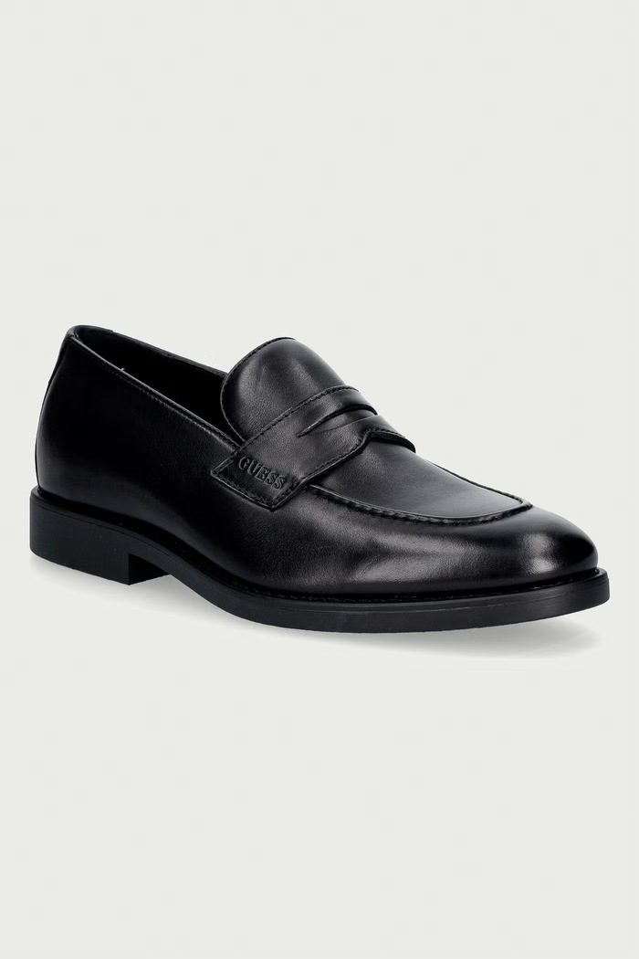 Guess mokasíny pánske kožené DRIFTKIN čierna FMTDRI.LEA14.BLACK
