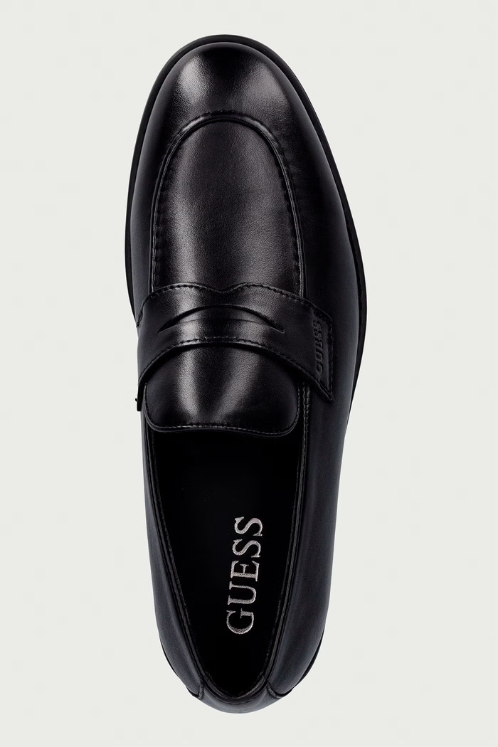 Guess mokasíny pánske kožené DRIFTKIN čierna FMTDRI.LEA14.BLACK