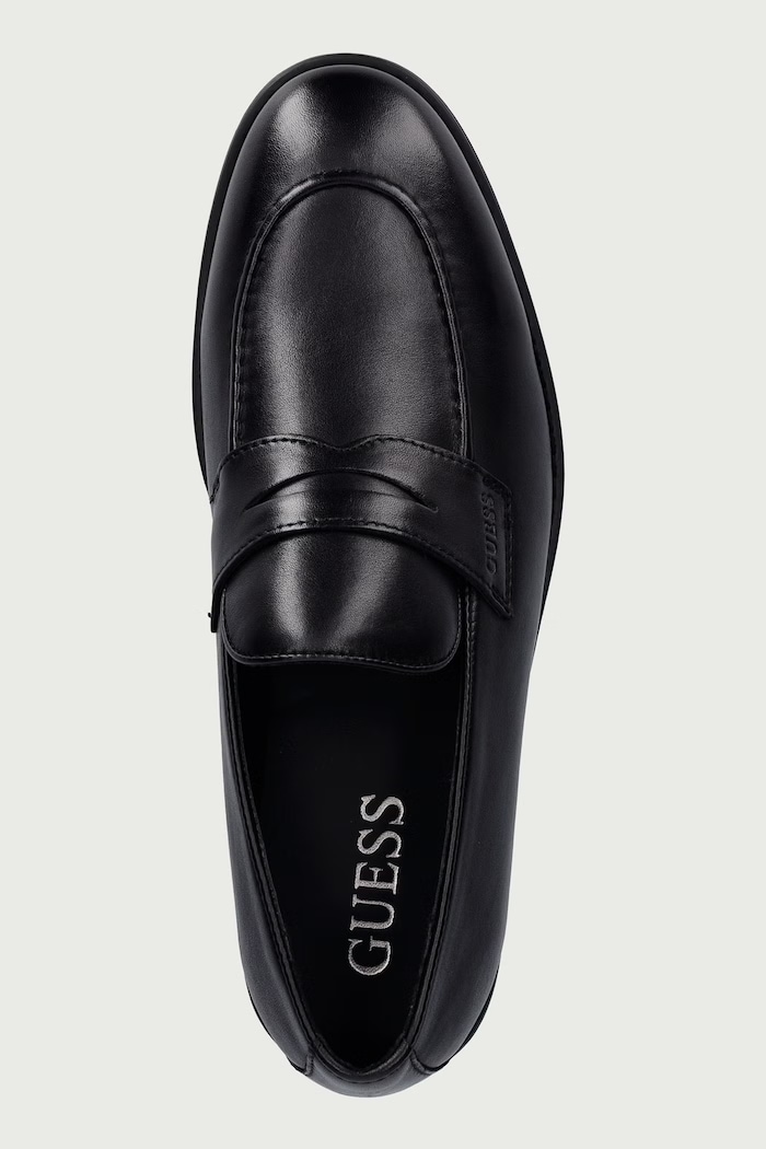 Mokasíny pánske kožené DRIFTKIN Guess FMTDRI.LEA14.BLACK čierna