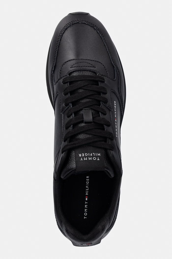 Tommy Hilfiger LIGHT EVA RUNNER LEATHER sneakers Ανδρικά δερμάτινα μαύρο FM0FM05906