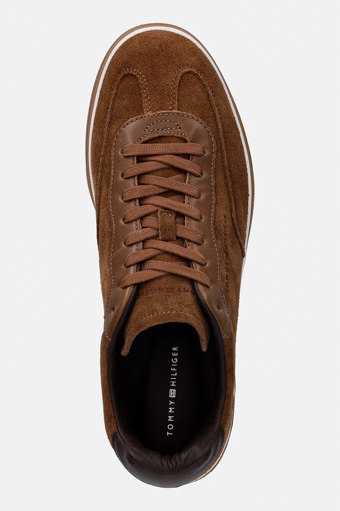 Tommy Hilfiger TH LO LUX SUEDE LEATHER MIX sneakers ανδρικά σουέτ καφέ FM0FM05882