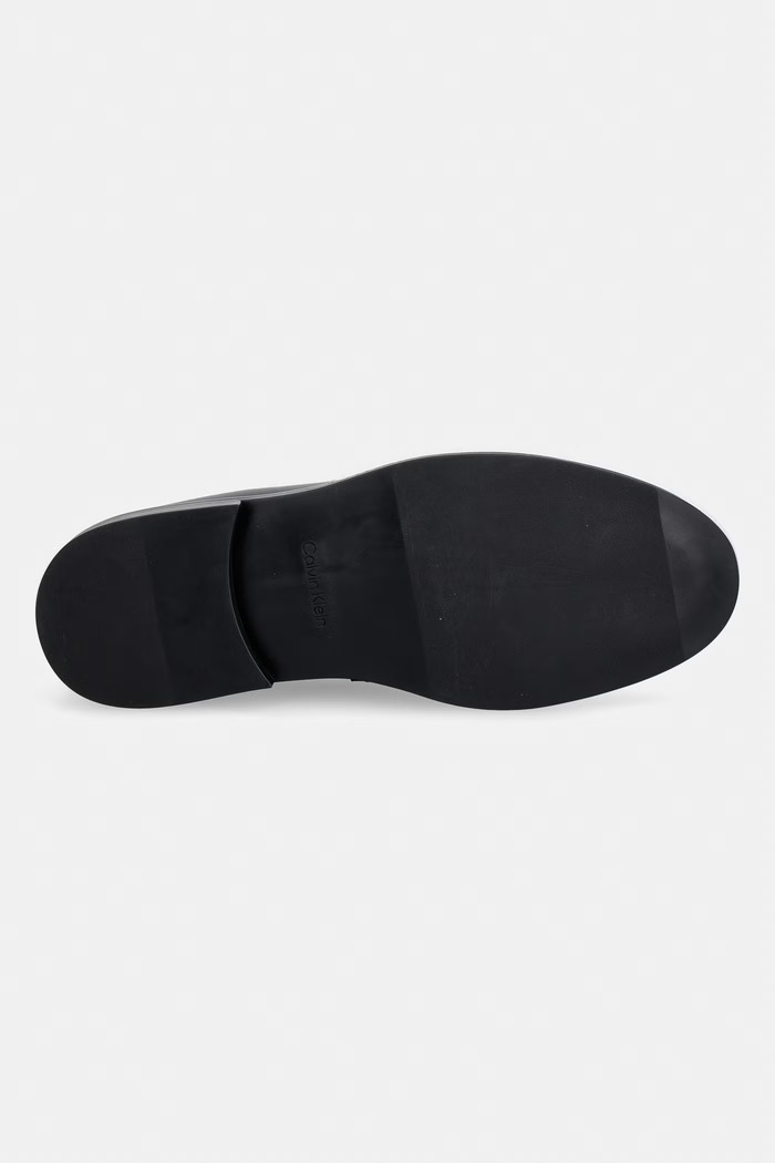 Calvin Klein mokasíny pánske kožené ESS RUBBER LOAFER HW PLAQ VA LTH HM0HM02177.0GJ čierna