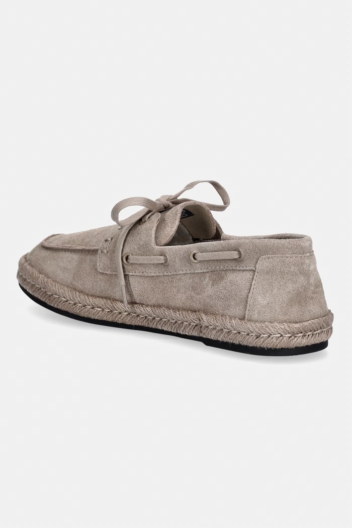 Παπούτσια Calvin Klein εσπαντρίγιες ανδρικές σουέτ ESPADRILLE HYBRID BOAT SU HM0HM02174.PBO μπεζ