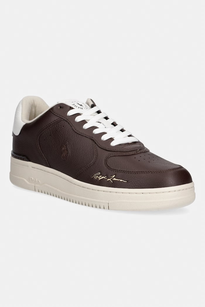 Polo Ralph Lauren Mastr Ct Sig sneakers ανδρικά δερμάτινα καφέ 809P13086003.201