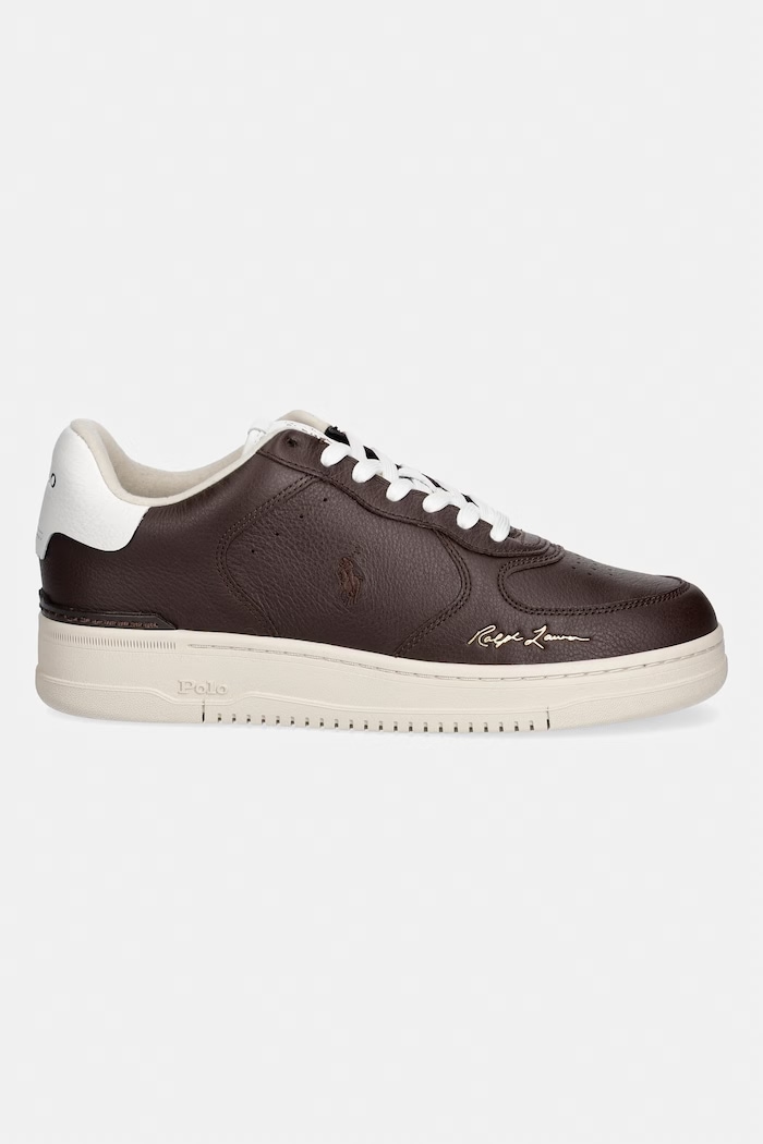 Polo Ralph Lauren Mastr Ct Sig sneakers ανδρικά δερμάτινα 809P13086003.201 καφέ AW26