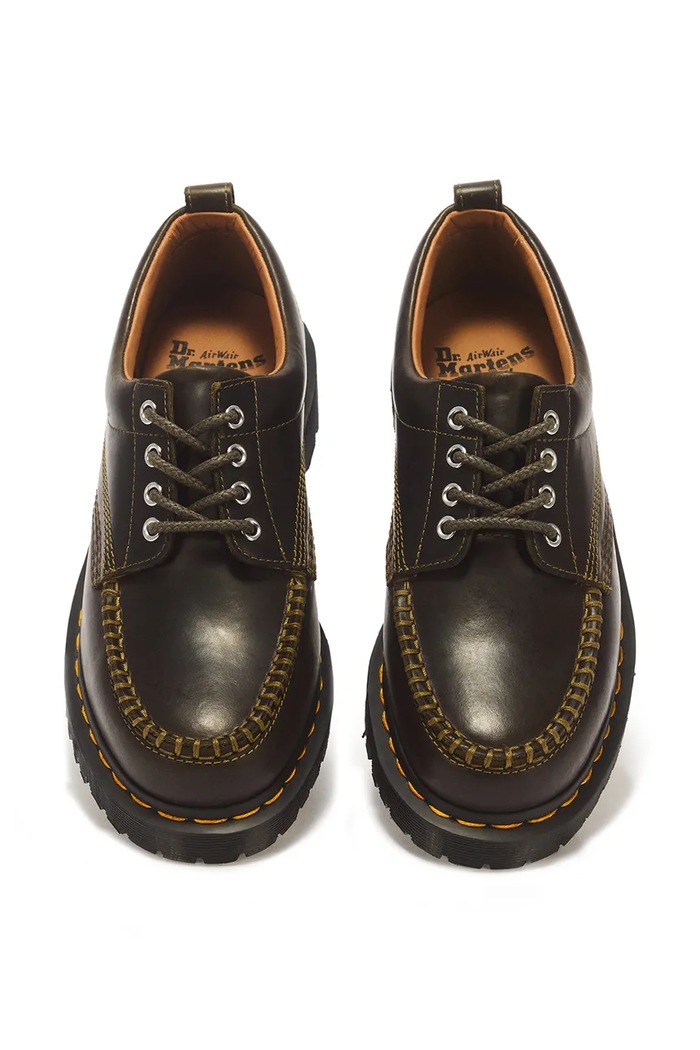 Mokasyny skórzane Lowell Dr. Martens DM43321300 zielony