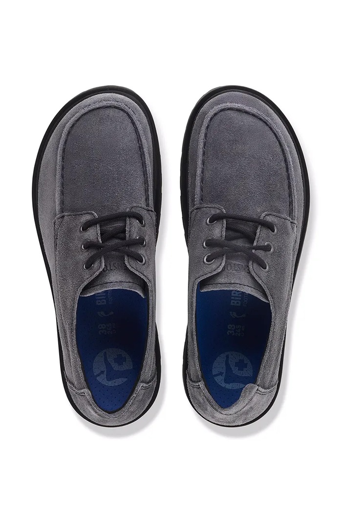 Birkenstock poltopánky semišové Highwood Moc Lace Suede Leather 1032701 sivá