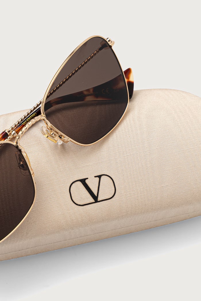 Akcesoria Valentino Eyewear Okulary przeciwsłoneczne kocie oczy damskie VG0063S złoty