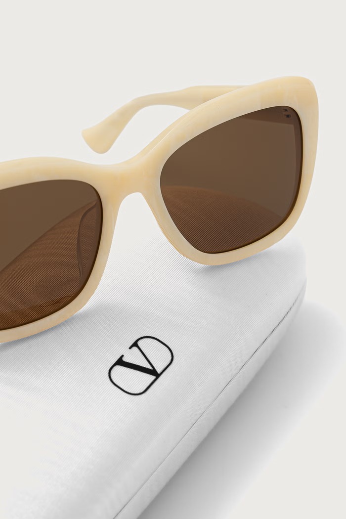Okulary przeciwsłoneczne kocie oczy damskie Valentino Eyewear VG0058SA beżowy