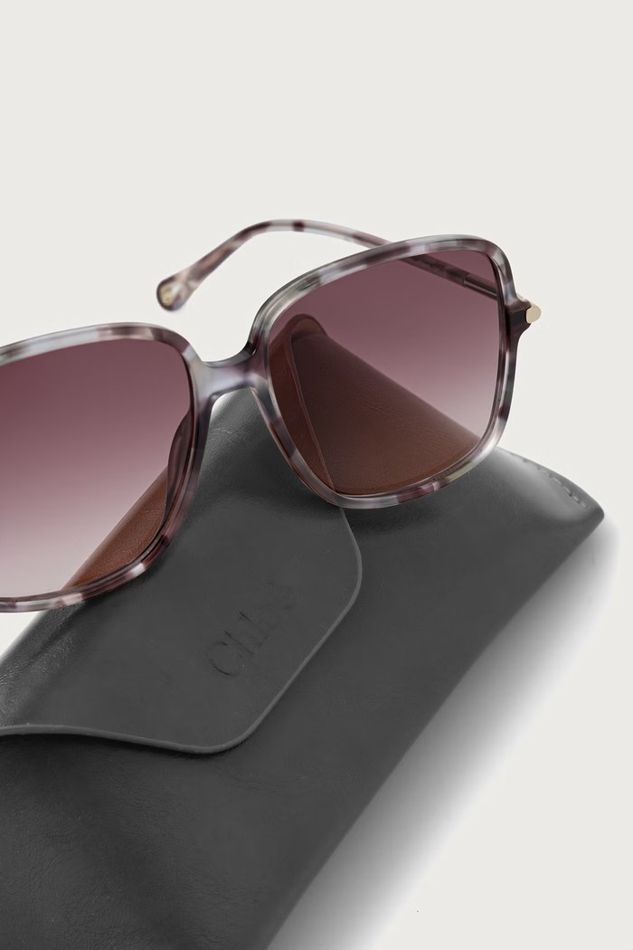 Okulary przeciwsłoneczne kwadratowe damskie Chloe CH0396S bordowy