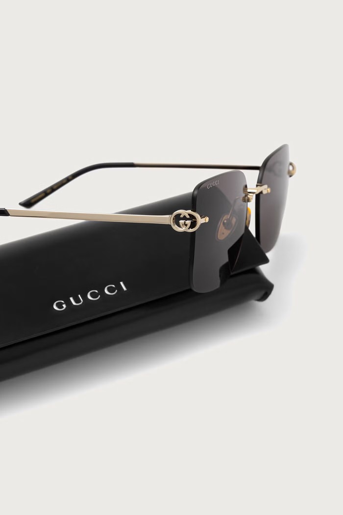 Okulary przeciwsłoneczne kwadratowe damskie Gucci GG2229SA złoty