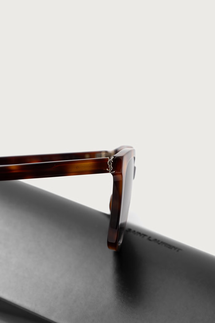 Okulary przeciwsłoneczne kwadratowe damskie Saint Laurent SL.M178 brązowy