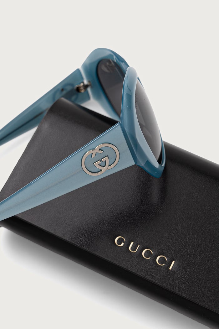Okulary przeciwsłoneczne okrągłe damskie Gucci GG2200S niebieski