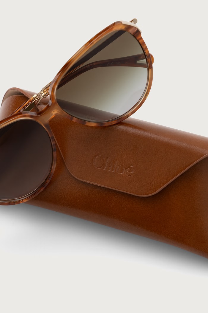 Akcesoria Chloe Okulary przeciwsłoneczne okrągłe damskie CH0406S brązowy