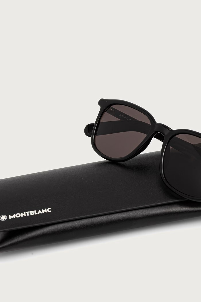 Okulary przeciwsłoneczne kwadratowe męskie Montblanc MB0497S czarny