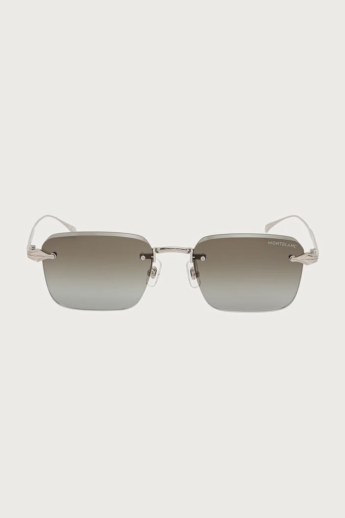 Montblanc Okulary przeciwsłoneczne męskie MB0456S srebrny AW26