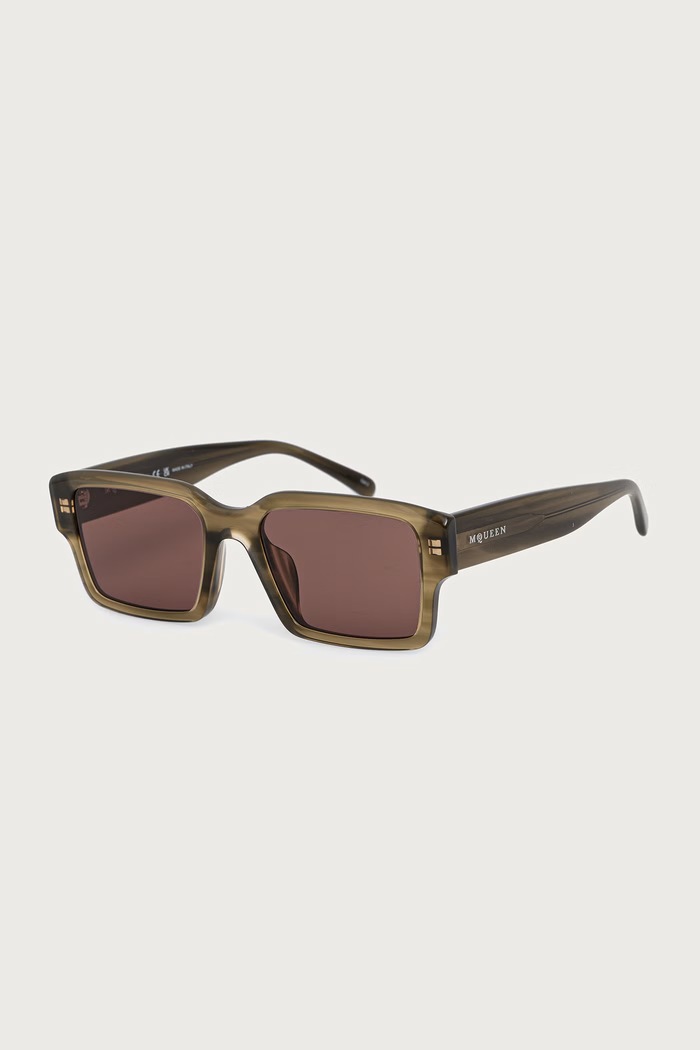 Alexander McQueen Okulary przeciwsłoneczne kwadratowe męskie brązowy AM0579S