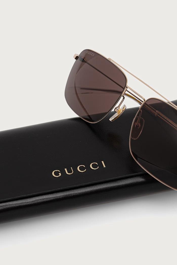 Okulary przeciwsłoneczne pilotki męskie Gucci GG2256SA złoty